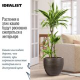 Напольное кашпо для цветов IDEALIST Роу, круглое, цвет темный шоколад, Д36 В31.5 см, 32 л, 5 кг фотография №1