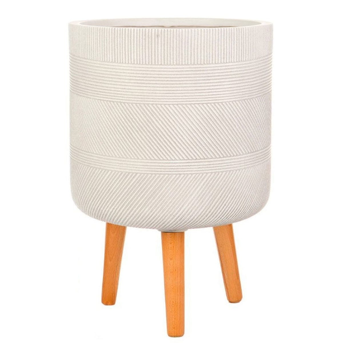 Напольное кашпо для цветов IDEALIST Страйп, круглое, цвет айвори, Д24 В40 см, 9 л, 3 кг