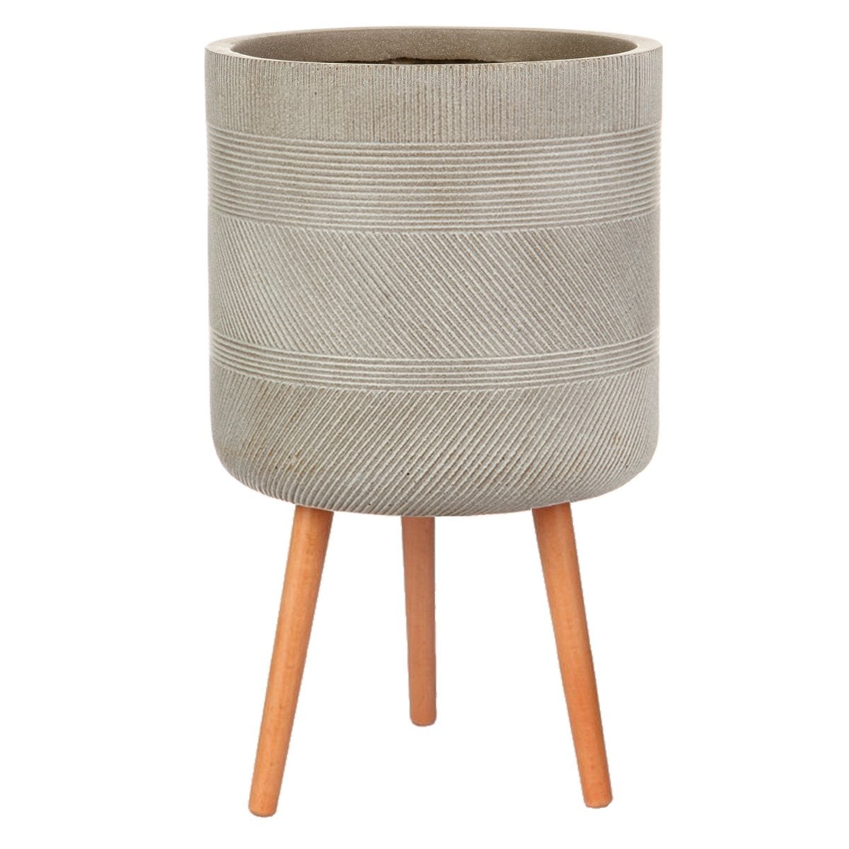 Напольное кашпо для цветов IDEALIST Страйп, круглое, цвет кофе с молоком, Д37 В61 см, 32 л, 5 кг