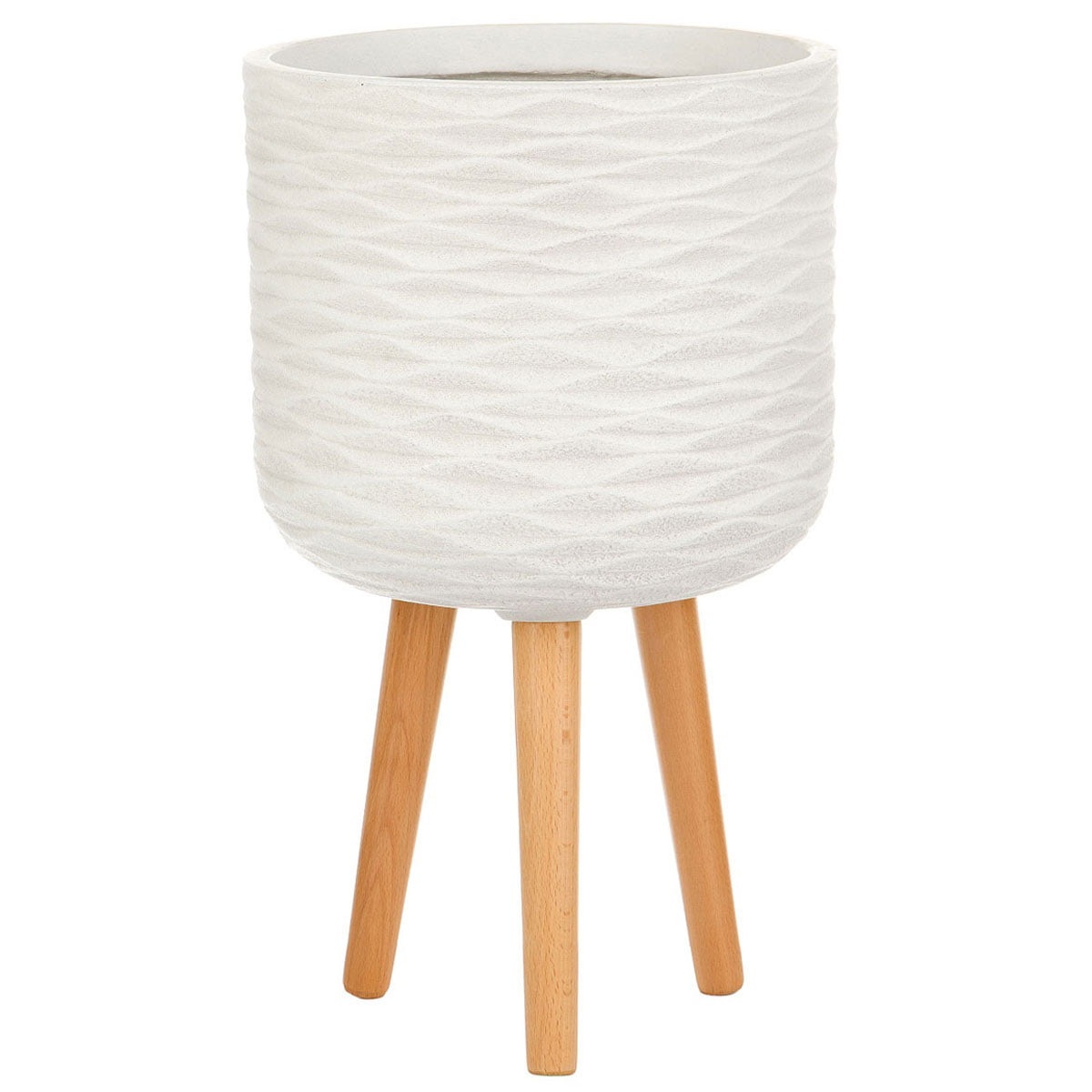 Напольное кашпо для цветов IDEALIST Паттерн, круглое, цвет айвори, Д30 В49 см, 15 л, 3 кг