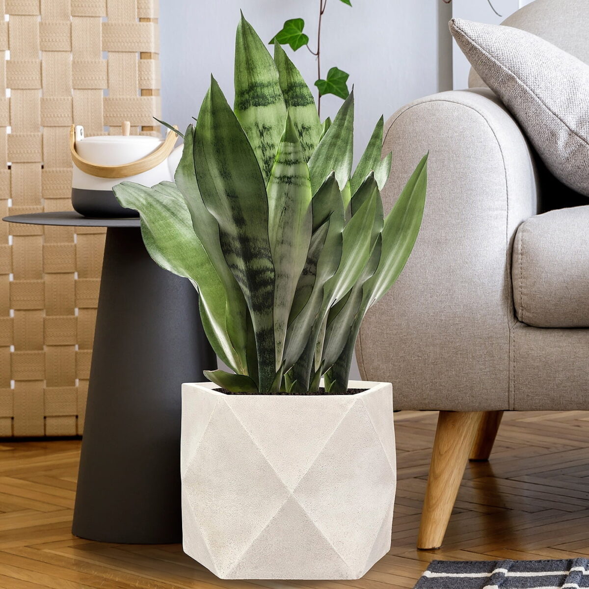 Напольное кашпо для цветов IDEALIST Геометри, айвори, Ш38 Д38 В30 см, 43 л