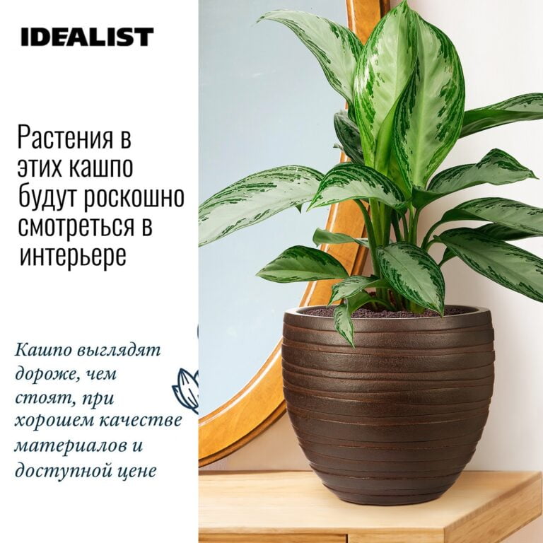 Купить Настольное кашпо для цветов IDEALIST Роу, круглое, цвет темный ...