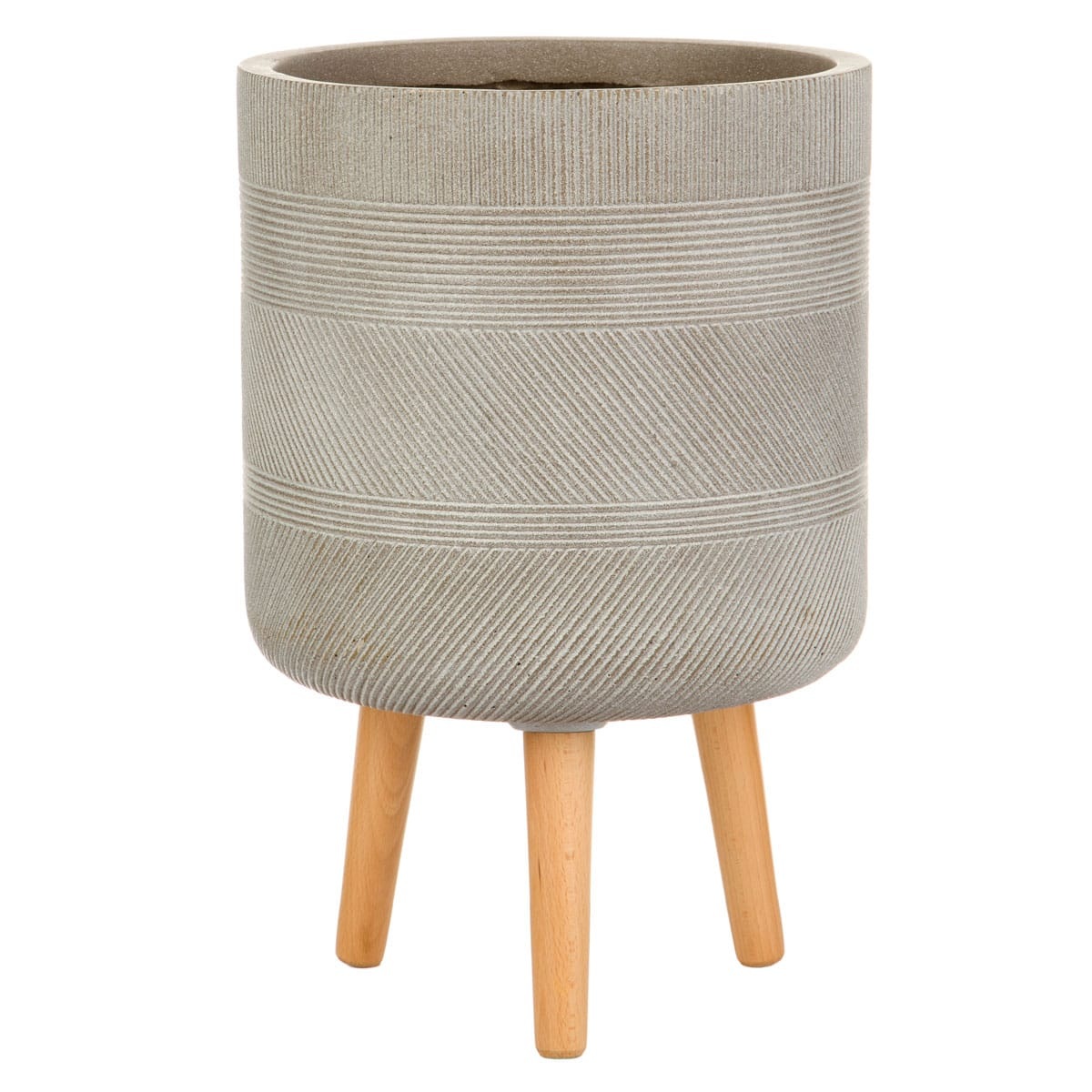 Напольное кашпо для цветов IDEALIST Страйп, круглое, цвет кофе с молоком, Д30 В53 см, 18 л, 4 кг