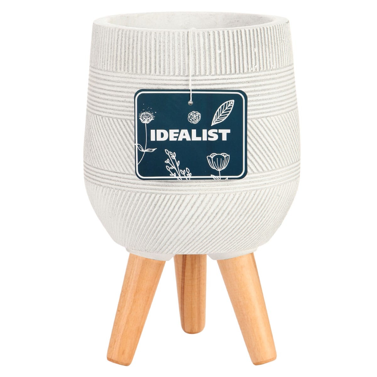 Напольное кашпо для цветов IDEALIST Страйп, круглое, цвет айвори, Д20.5 В32 см, 5 л, 2 кг