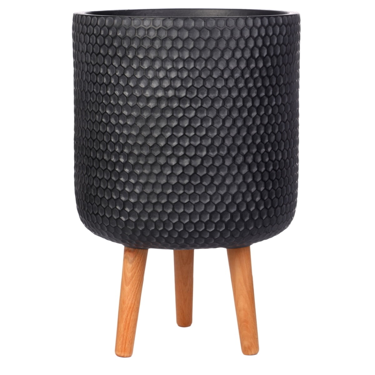 Напольное кашпо для цветов IDEALIST Ханни, круглое, бархатный черный цвет, Д31 В47 см, 20 л, 4.2 кг