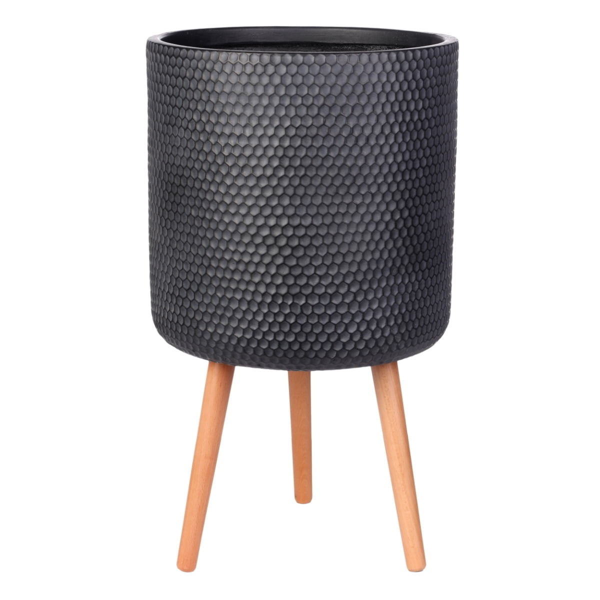 Напольное кашпо для цветов IDEALIST Ханни, круглое, бархатный черный цвет, Д37 В65 см, 36 л, 6.4 кг