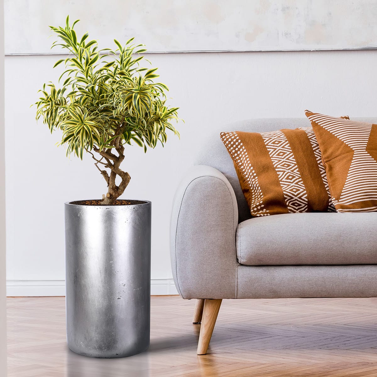 Напольное кашпо для цветов IDEALIST Крисмас, круглое, серебристое, Д32 В50 см, 40 л, 6 кг фотография №12 Напольное кашпо для цветов IDEALIST Крисмас, круглое, серебристое, Д32 В50 см, 40 л, 6 кг фотография №12
