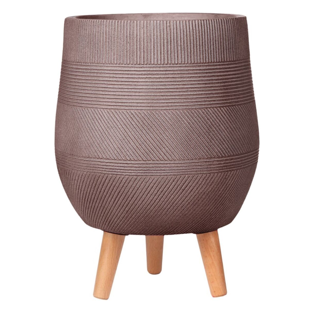 Напольное кашпо для цветов IDEALIST Страйп, цвет кофе с молоком, Д31.5 В43 см, 20 л