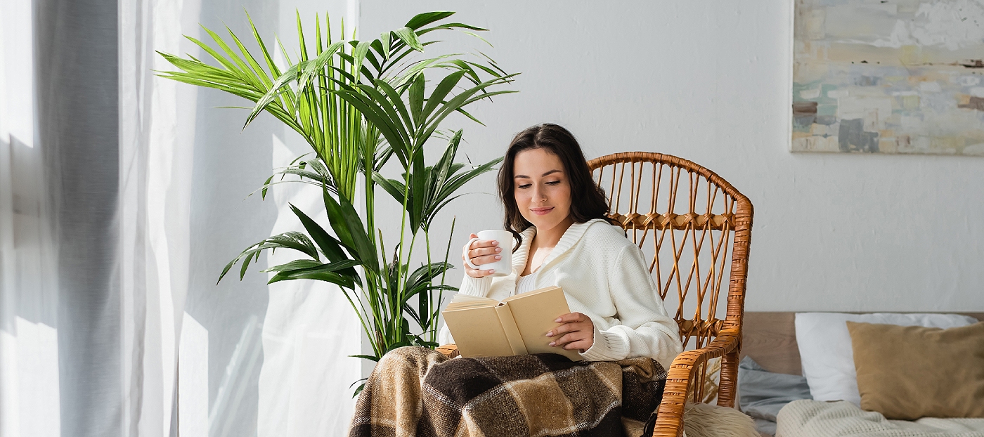 Woman relax with plants