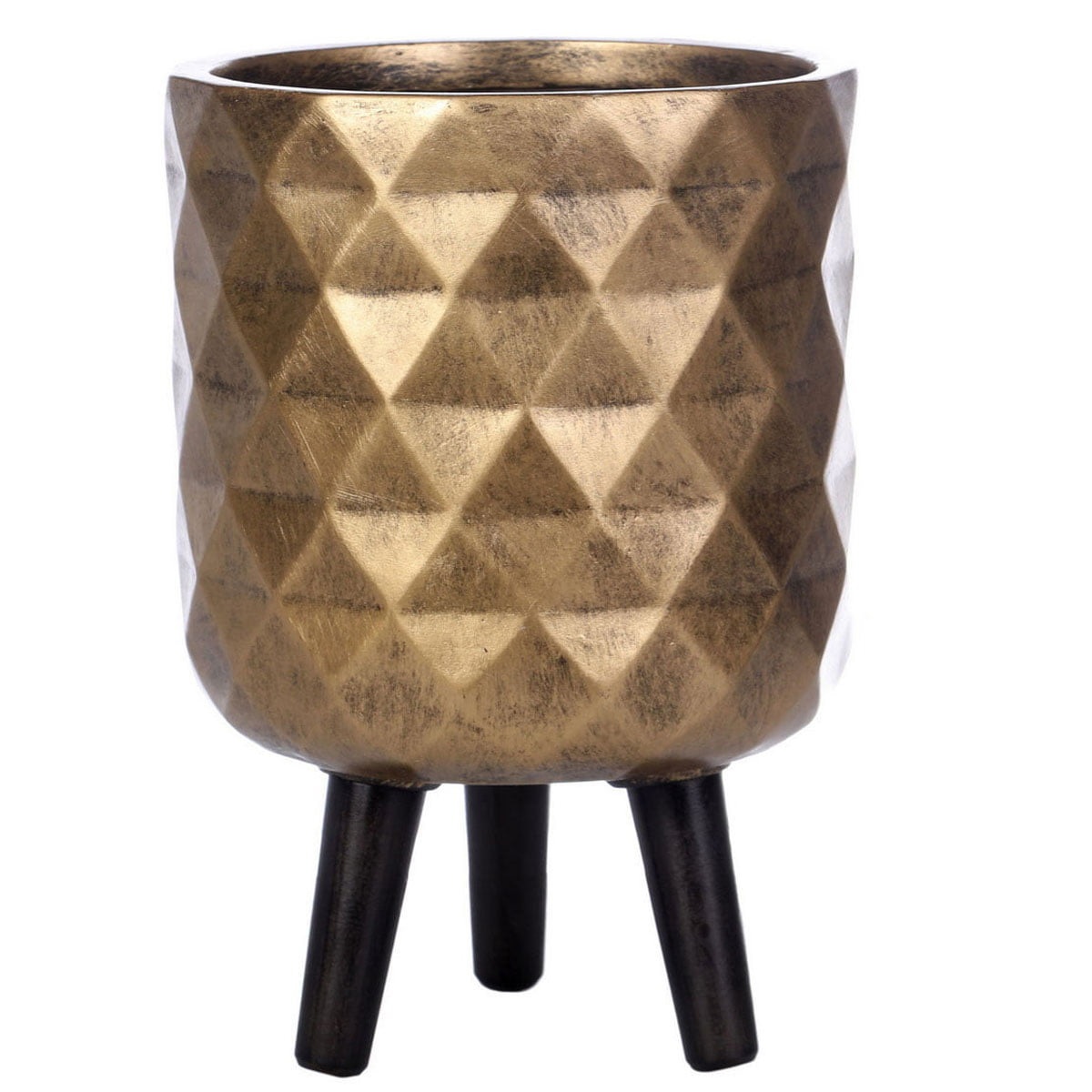 Напольное кашпо для цветов IDEALIST Даймонд, цвет золотистый шик, Д24 В35 см, 8 л, 2.6 кг