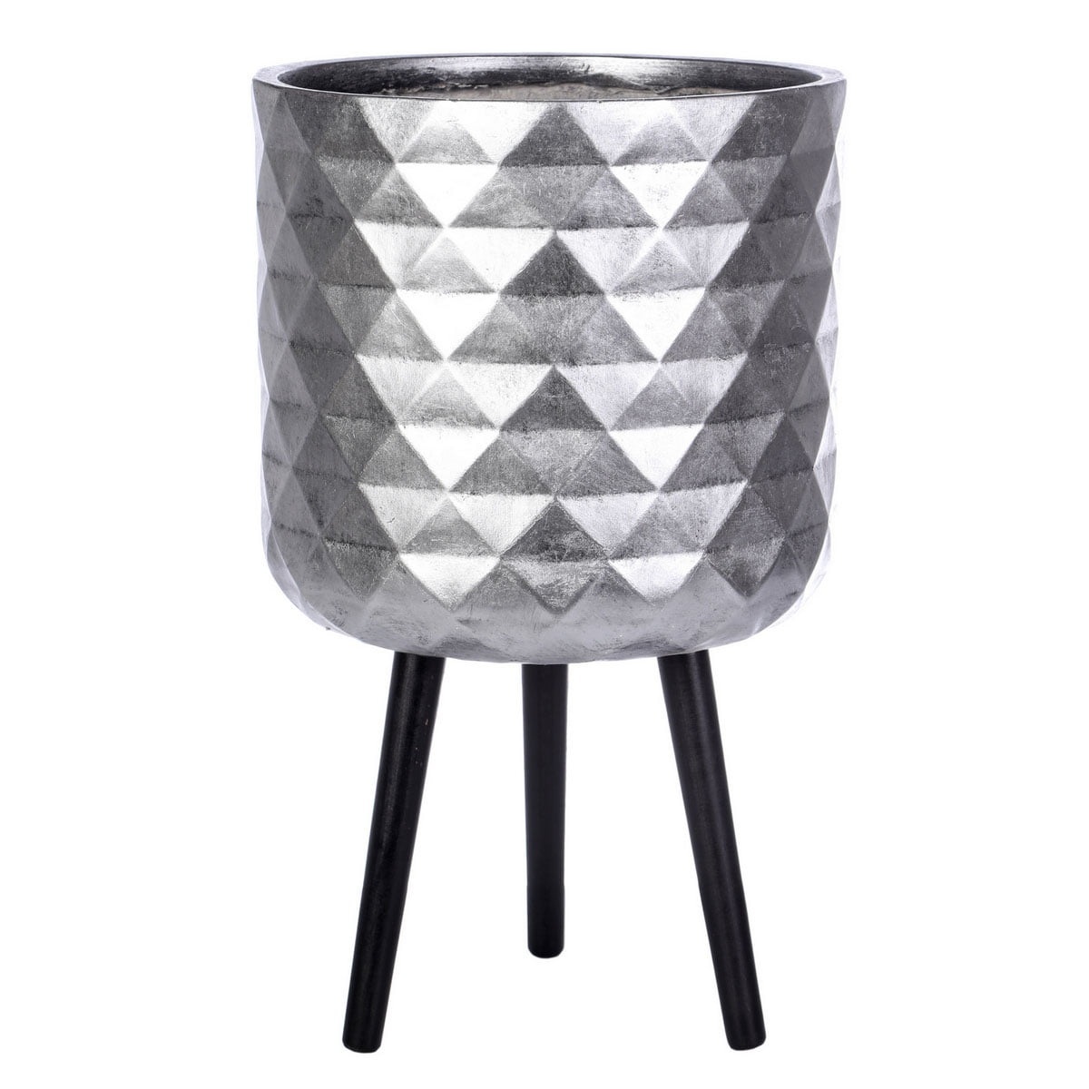 Напольное кашпо для цветов IDEALIST Даймонд, серебристое, Д37,5 В62 см, 31 л, 5.9 кг