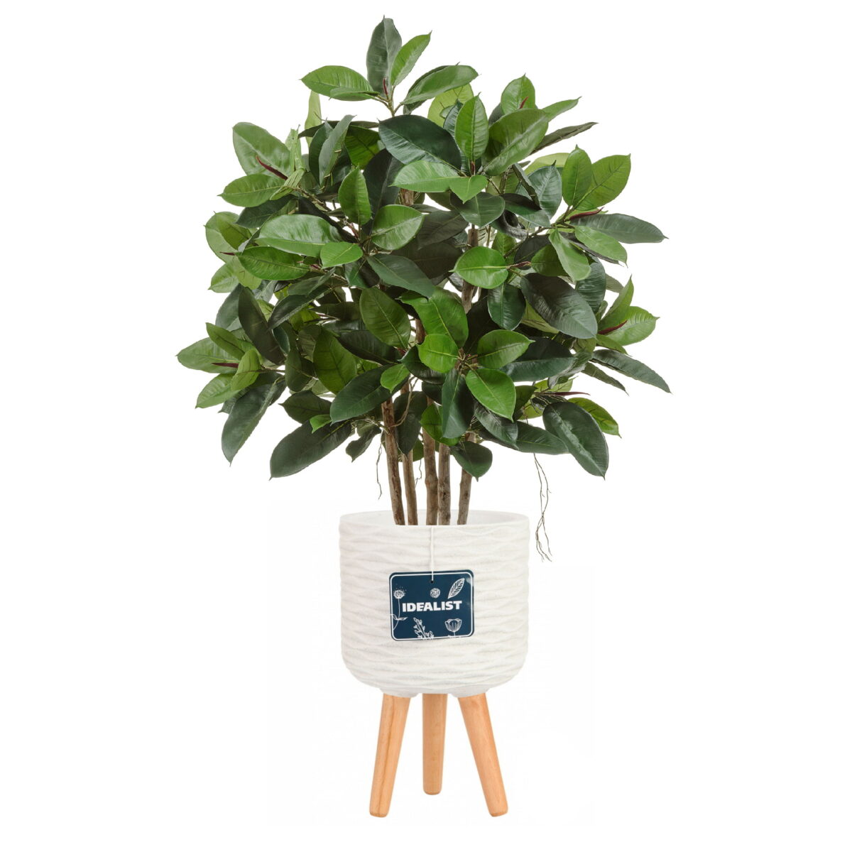 Фикус эластика искусственный в кашпо IDEALIST Паттерн. Общая высота - 135 см.