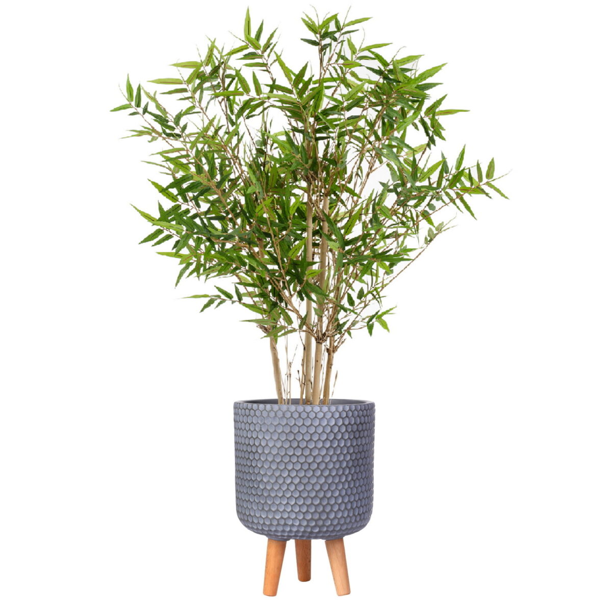 Бамбук японский искусственный в сером настольном кашпо IDEALIST. Высота - 120 см.