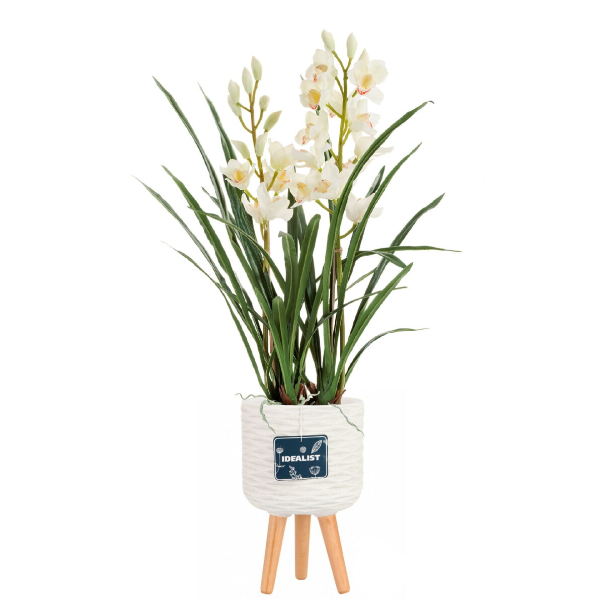 Цимбидиум искусственный в кашпо IDEALIST Паттерн. Общая высота - 115 см.