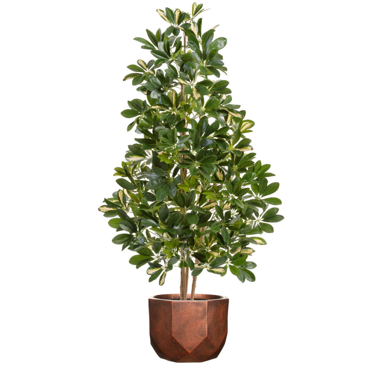 Шеффлера пестрая искусственная в кашпо IDEALIST Геометри. Общая высота - 140 см.