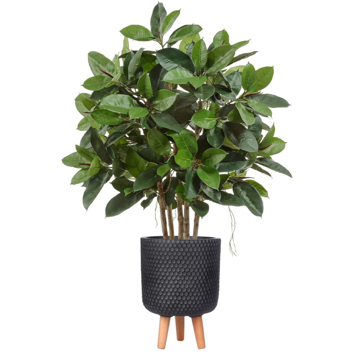 Фикус эластика искусственный в кашпо IDEALIST Ханни. Общая высота - 130 см.