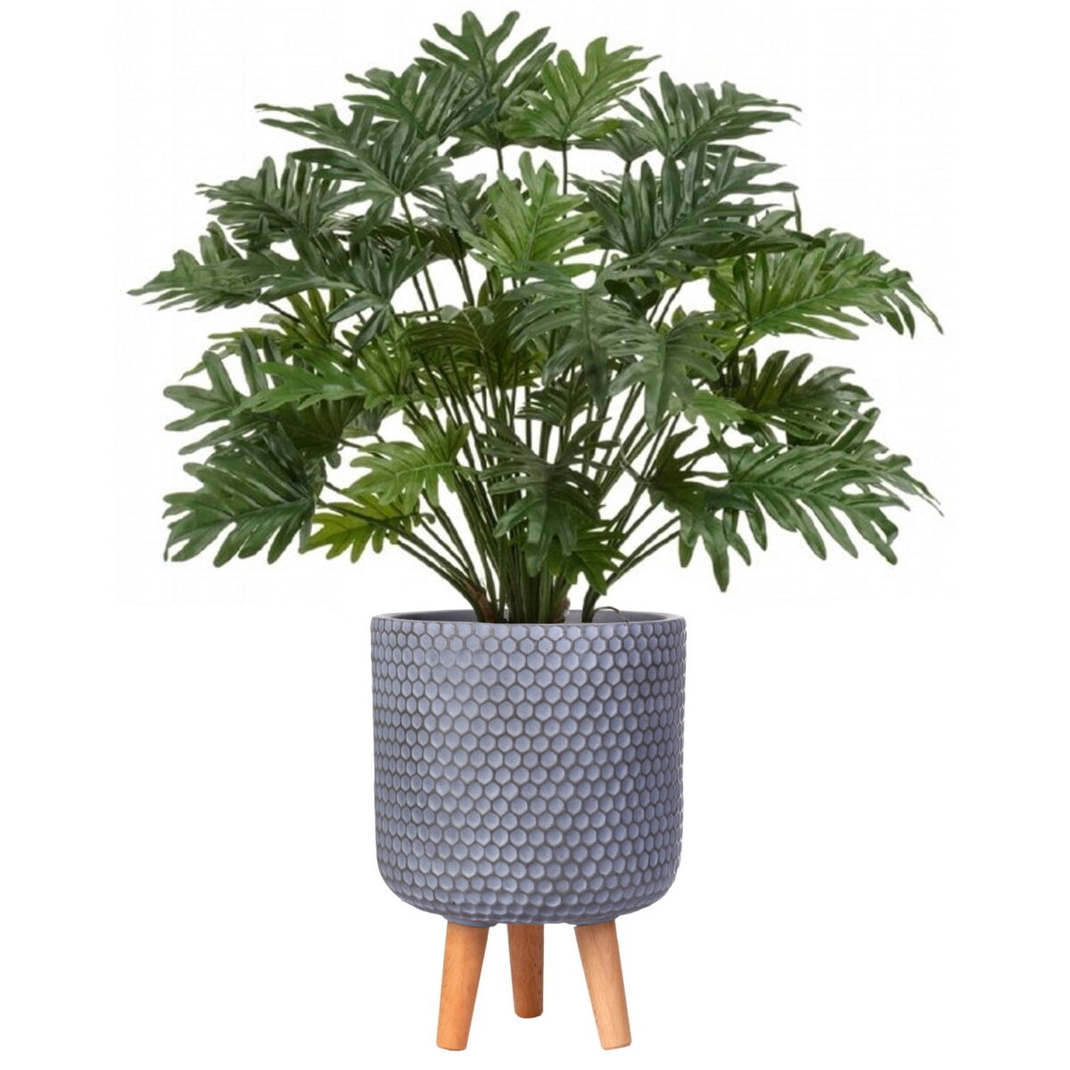 Филодендрон Ксанаду искусственный в кашпо для дома и офиса IDEALIST. Высота - 85 см.