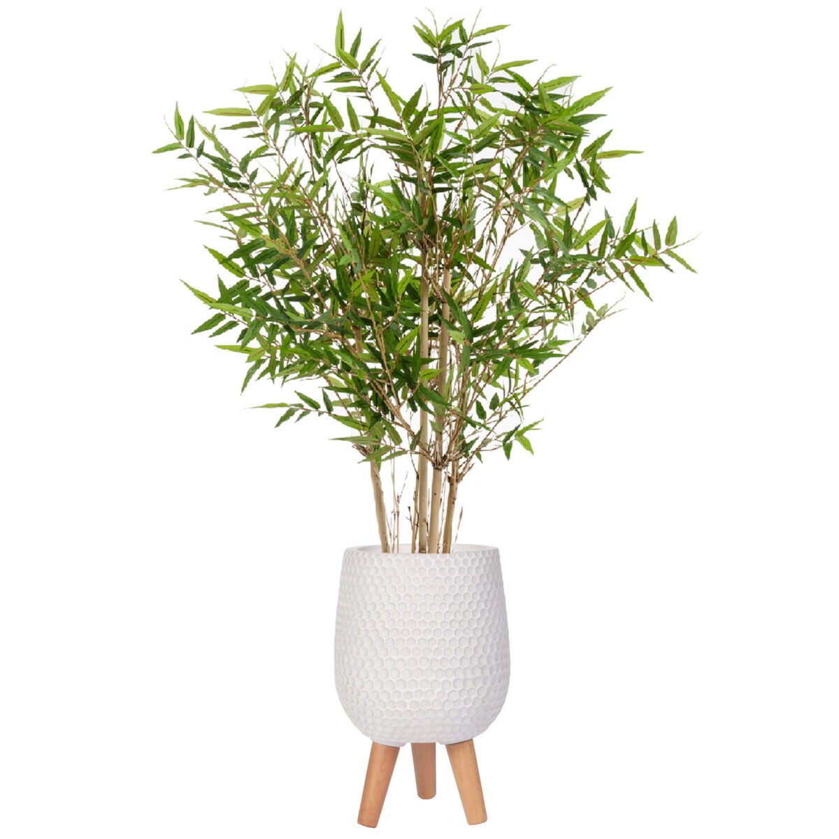 Бамбук японский искусственный в белом кашпо IDEALIST Ханни. Высота - 120 см.