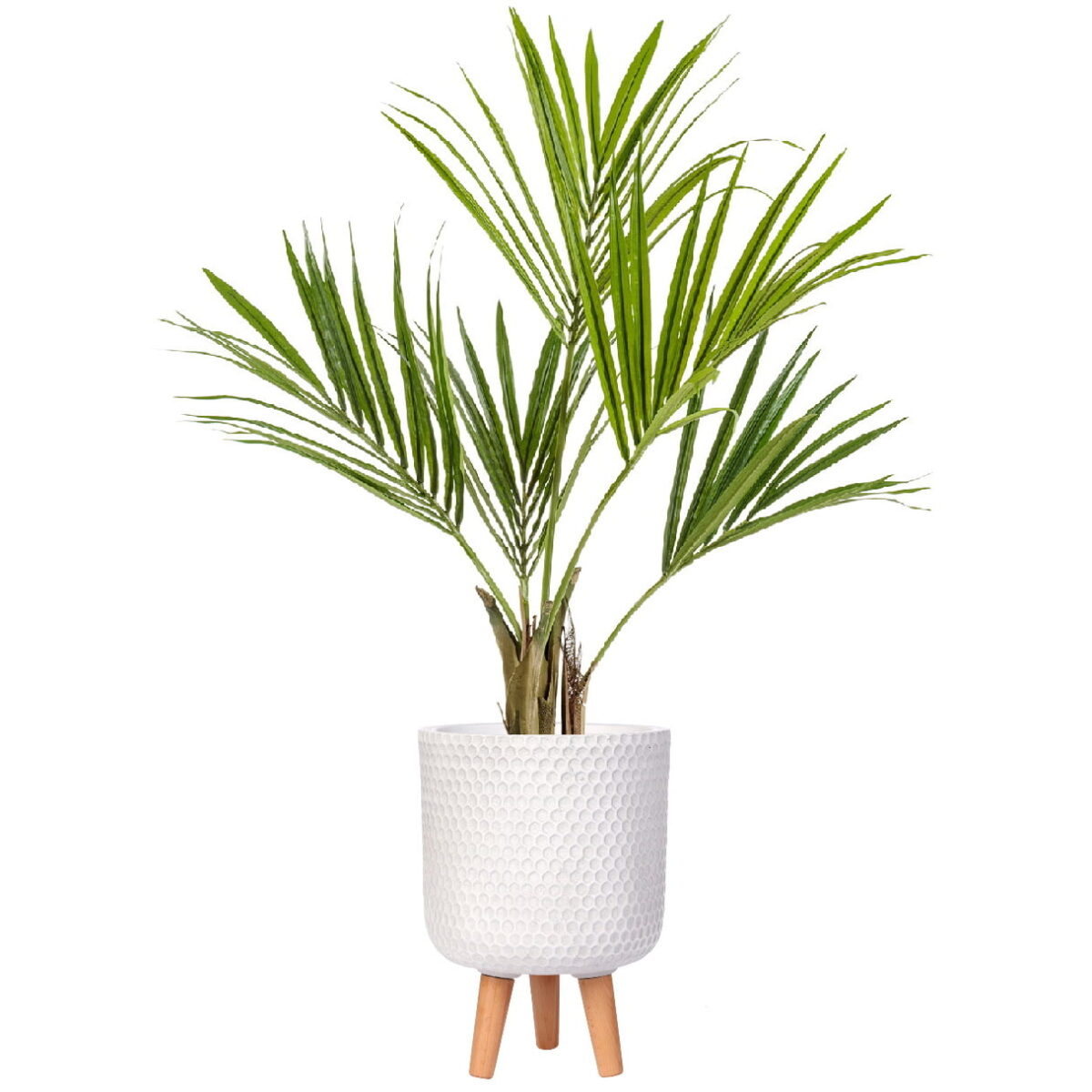 Пальма Кентия Ховея искусственная  в белом кашпо из файберстоуна IDEALIST. Высота - 130 см.