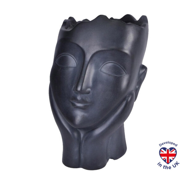 Настольное кашпо для цветов IDEALIST Женская голова, черное, Ш21 Д27 В34.5 см, 10.2 л, 2.5 кг