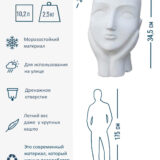 Настольное кашпо IDEALIST LITE Женская голова, белое, Ш21 Д27 В34.5 см, 10.2 л