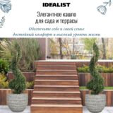 Уличное кашпо для цветов IDEALIST Строу, белое, Д50 В38 см, 52 л, 2.5 кг фотография №6