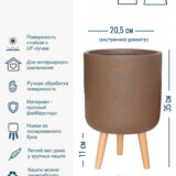 Настольное кашпо для цветов IDEALIST Урбан, цвет молочный шоколад, Д24 В35 см, 8 л, 2.5 кг