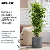 Напольное кашпо для цветов IDEALIST Урбан, круглое, благородный антрацит, Д37 В36.5 см, 33.2 л фотография №1
