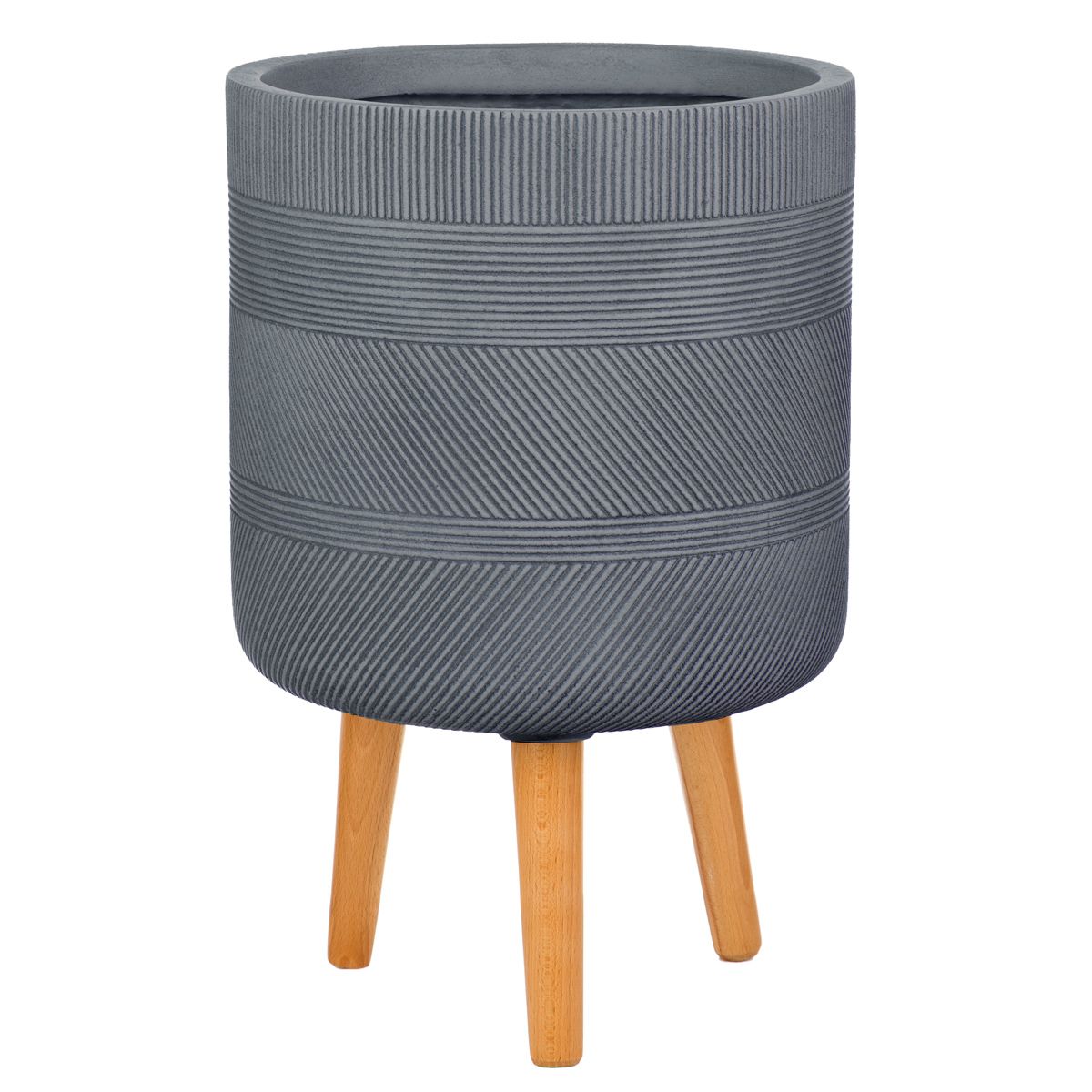 Напольное кашпо для цветов IDEALIST Страйп, серое, Д30 В53 см, 18 л