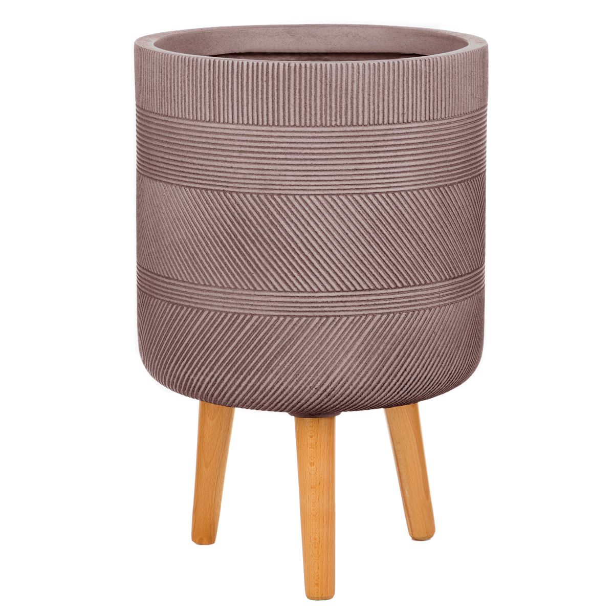 Напольное кашпо для цветов IDEALIST Страйп, цвет кофе с молоком, Д30 В53 см, 18 л