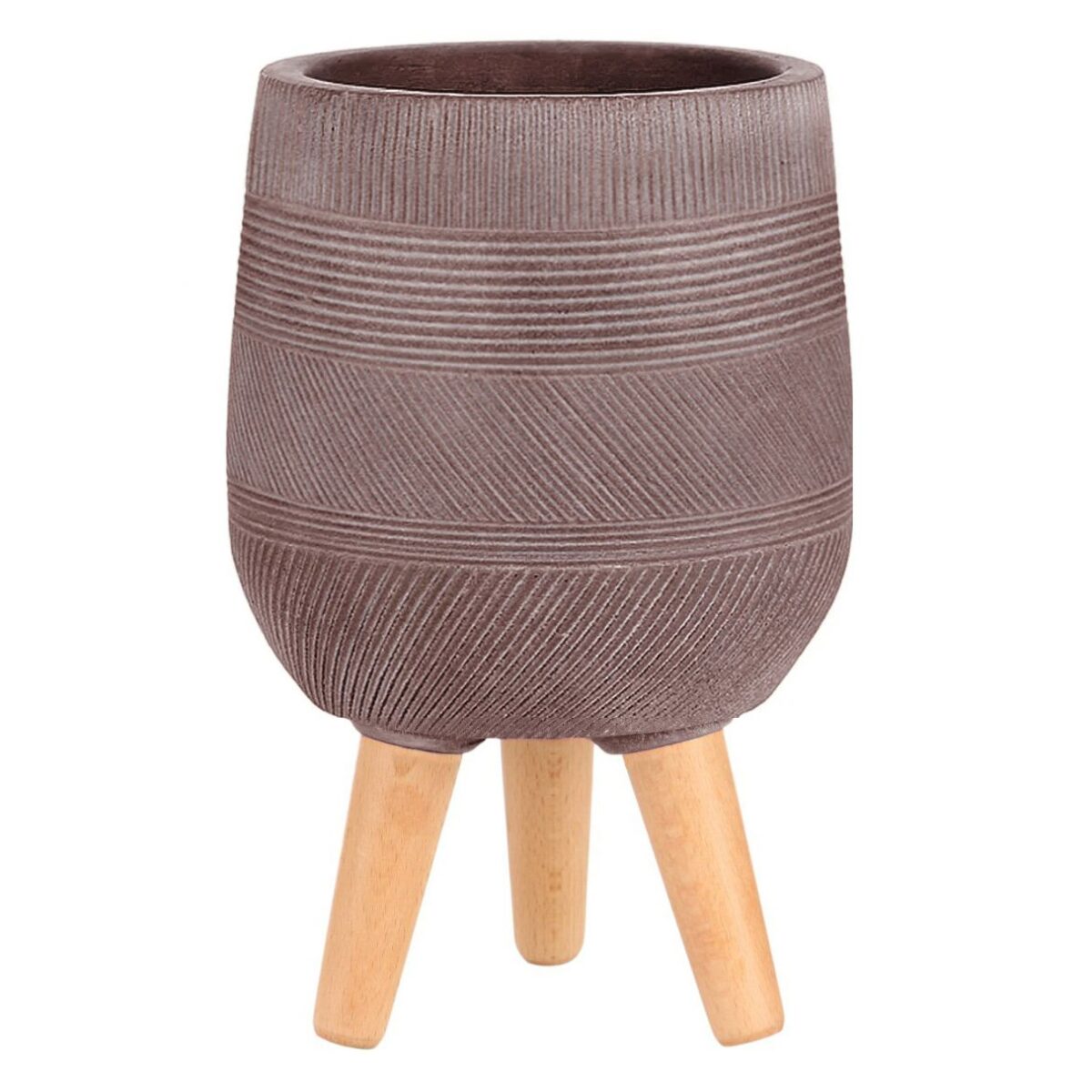 Напольное кашпо для цветов IDEALIST Страйп, цвет кофе с молоком, круглое, Д20.5 В32 см, 5 л