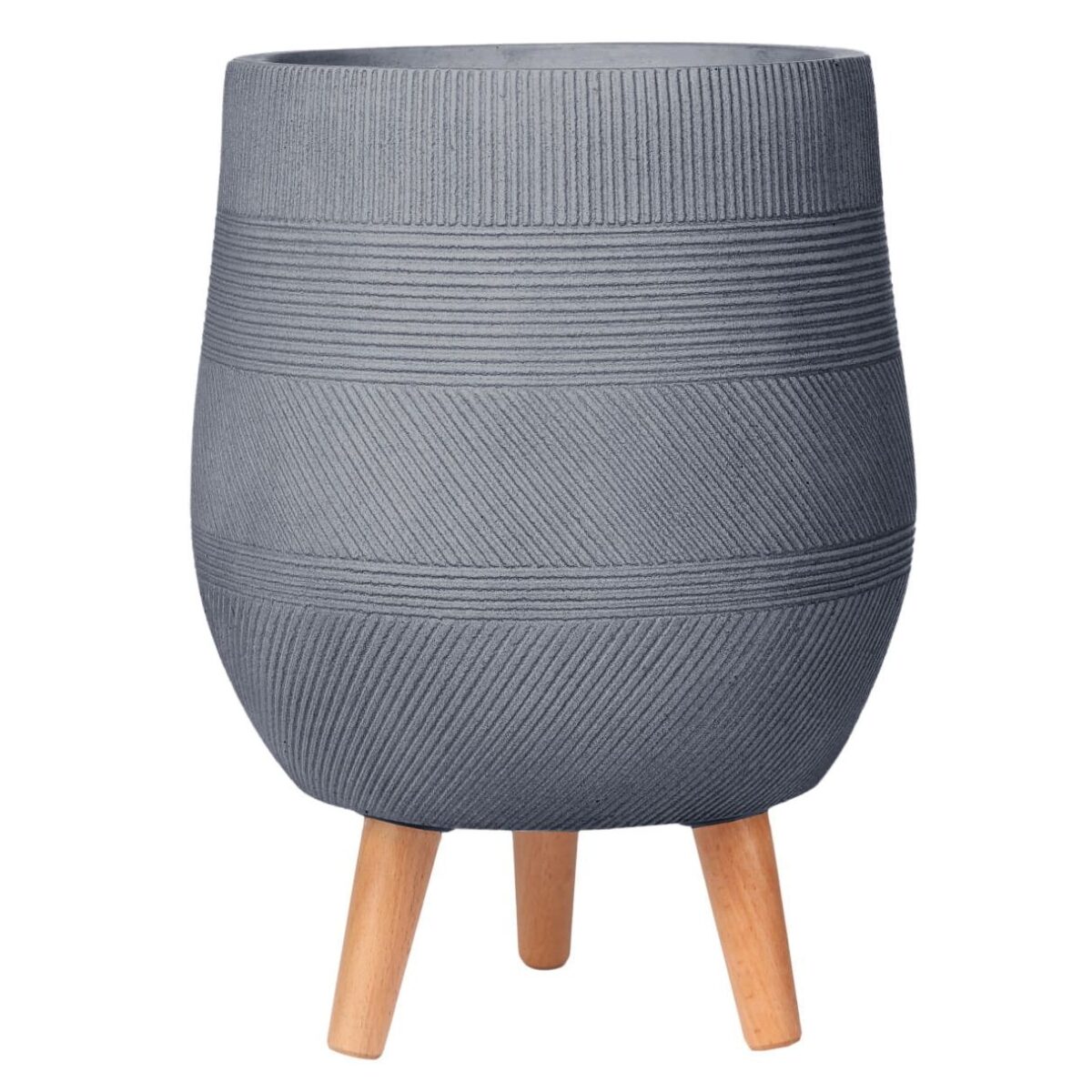 Напольное кашпо для цветов IDEALIST Страйп, серое, Д31.5 В43 см, 20 л