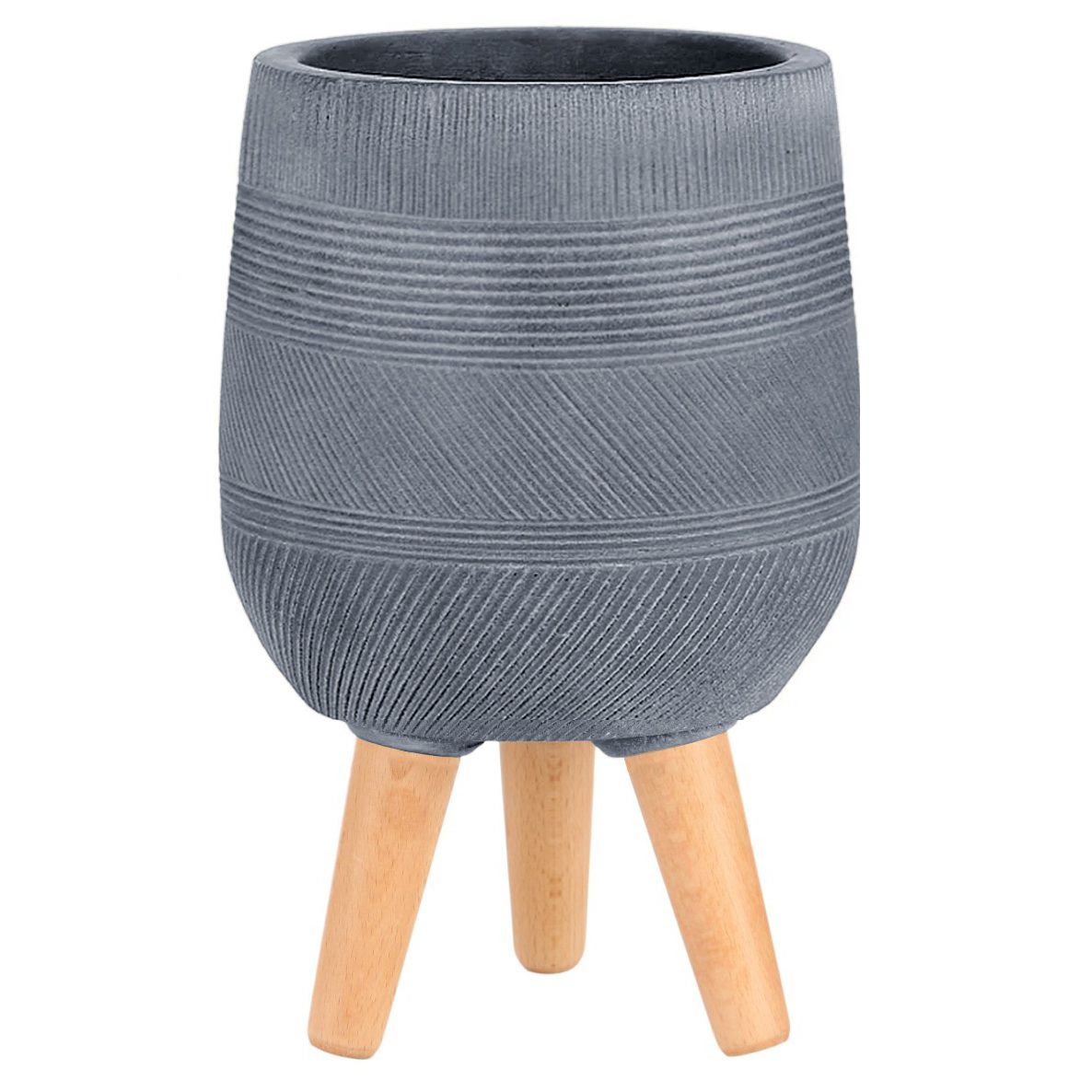 Напольное кашпо для цветов IDEALIST Страйп, серое, круглое, Д20.5 В32 см, 5 л