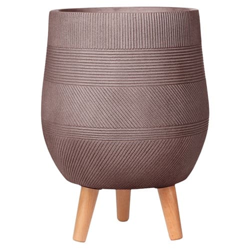 WSTRIPR-31-BRN Кашпо напольное на ножках IDEALIST Lite Страйп, кофе с молоком, Д31,5 В43 см