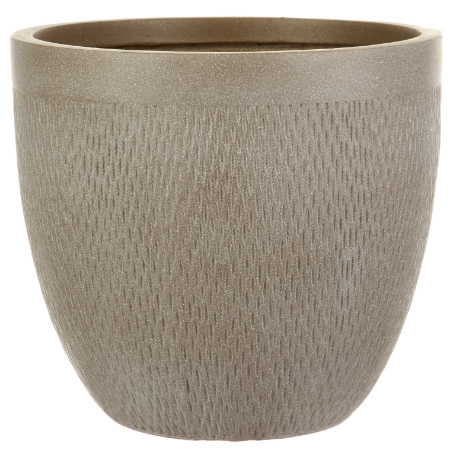 MESHR26-T Кашпо Лотус Круглое, файберстоун, серо-коричневый,D26.5H24.5 cm