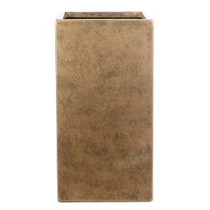 TSXMAS-GLD-23 Кашпо Крисмас Высокое, квадратное, файберстоун, золотистое  W23L23H45 cm
