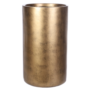V-XMAS-GLD-26 Кашпо Крисмас Высокое, цилиндр , файберстоун, золотистое, D26 H45 cm