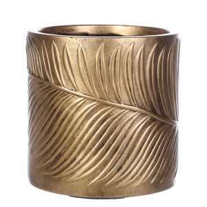 LEAF-R-24-GLD Кашпо Лист, файберстоун, золотистое, D24 H24 cm