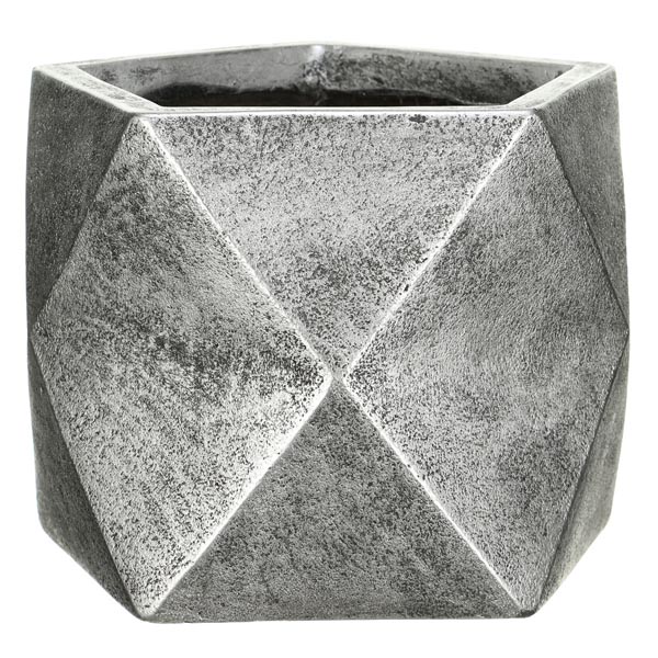DSQUARE25-SLV Кашпо Геометри Ромб, файберстоун, серебро, W25L25H20 cm