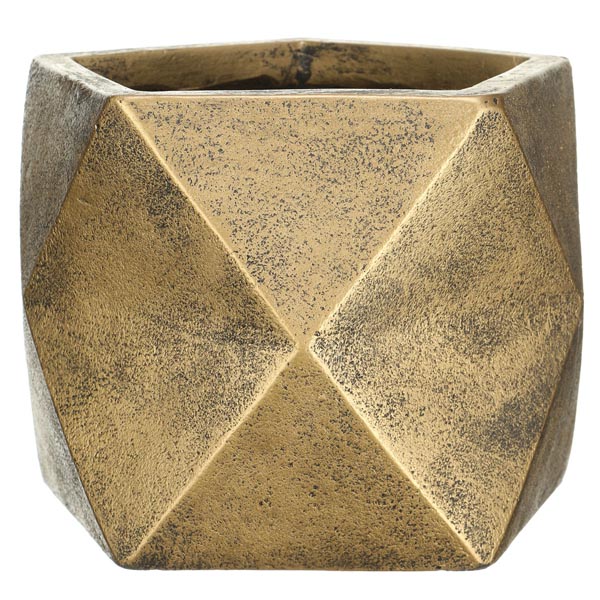 DSQUARE25-GLD Кашпо Геометри Ромб, файберстоун, золото, W25L25H20 cm