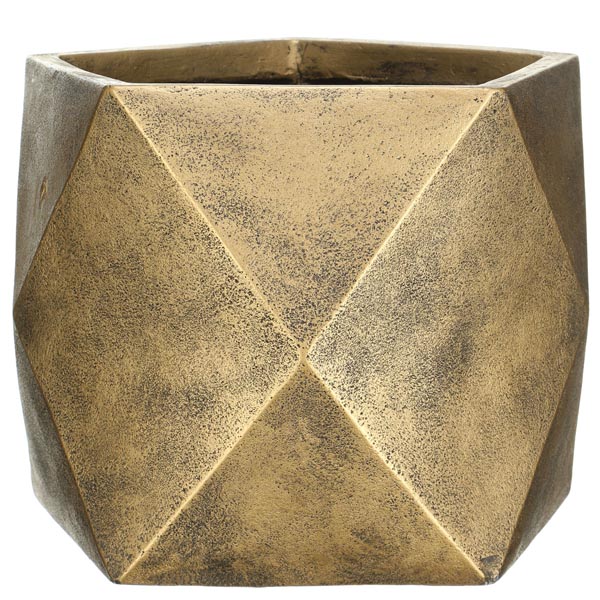 DSQUARE38-GLD Кашпо Геометри Ромб, файберстоун, золото, W38L38H30 cm