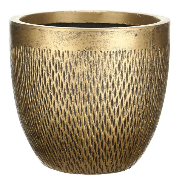 MESHR26-GLD Кашпо Лотус Круглое, файберстоун, золото,D26.5H24.5 cm