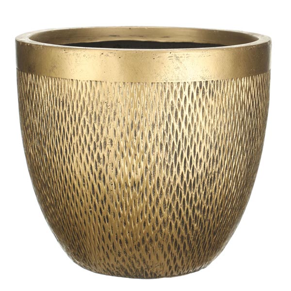 MESHR37-GLD Кашпо Лотус Круглое, файберстоун, золото,D37H33.5 cm