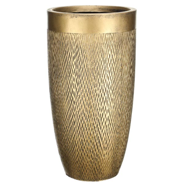 MESHV30-GLD Кашпо Лотус Высокое Круглое, файберстоун, золото,D30H58 cm