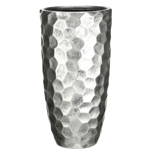 MVASE31-SLV Кашпо Мозаик Ваза, файберстоун, серебро,D31.5H61 cm