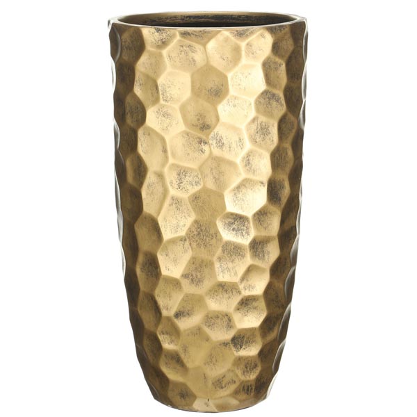 MVASE31-GLD Кашпо Мозаик Ваза, файберстоун,золото,D31.5H61 cm