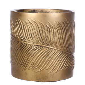 LEAF-R-31-GLD Кашпо Лист, файберстоун, золотистое, D31 H31 cm
