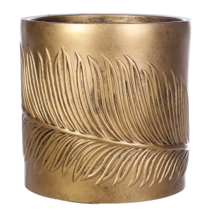 LEAF-R-37-GLD Кашпо Лист, файберстоун, золотистое,D37H37 cm