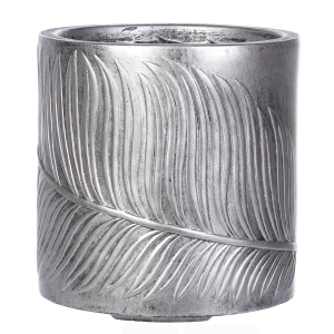 LEAF-R-24-SLV Кашпо Лист, файберстоун, серебристое,D24H24 cm