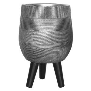 WSTRIPR-20-SLV  Кашпо Страйп с подставкой, файберстоун, серебристое,D20.5H32 cm (23г)